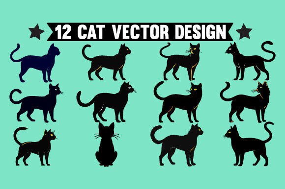 12 Cat Vector Design Graphics for Local Branding