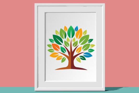 Beautiful Flat Color Tree Logo Vector Graphics for Print Templates