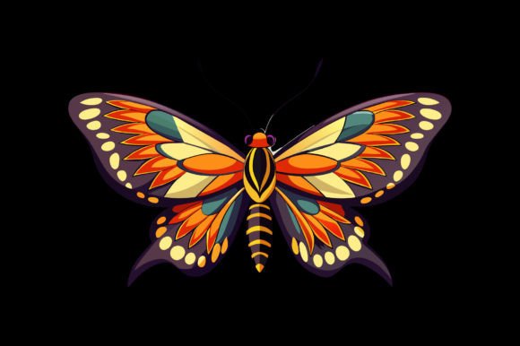 Beautiful Flying Butterfly Vector Graphics for Print Templates
