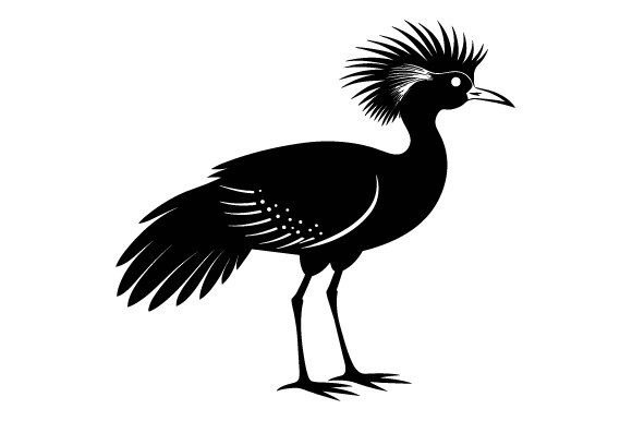 Black Silhouette Comb-Crested Jacana Graphics for Print Templates