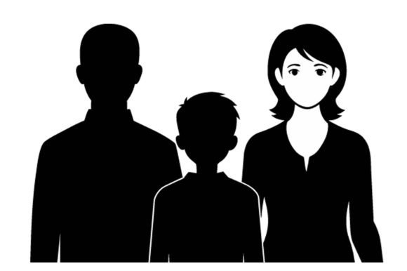 Black Silhouette Family Graphic for Print Templates