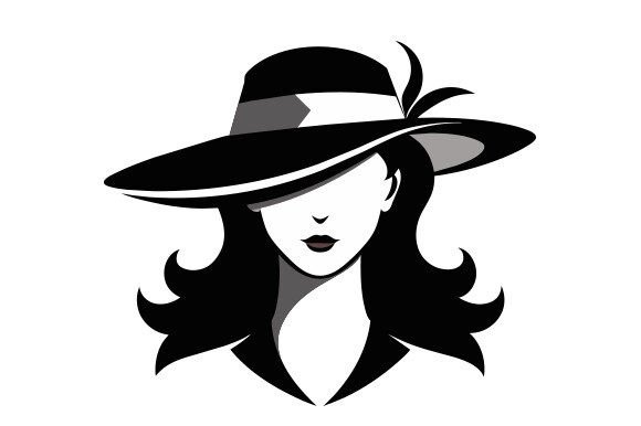 Black Silhouette Hat Graphic for Print Templates