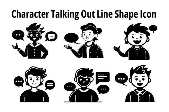 Character Talking Out Line Shape Icon