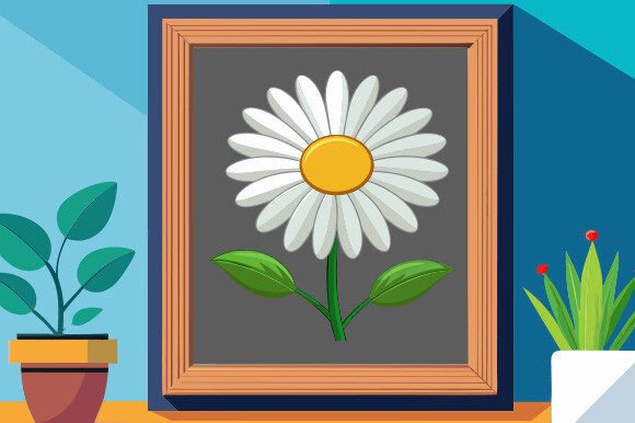 Daisy Flower Vector Graphics for Print Templates