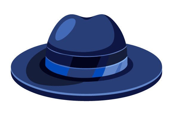 Dark Blue Hat on White Background Graphics
