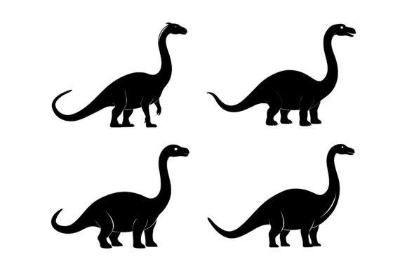 Diplodocus Black Silhouette Graphics for Print Templates