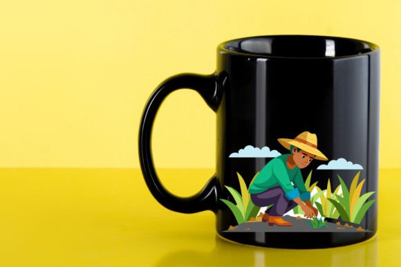 Farmer-is-going-to-work Vector Design Graphics for Print Templates