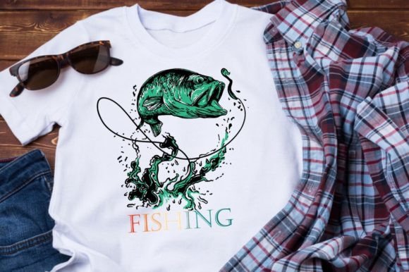 Fishing T Shirt Design Graphics for Print Templates