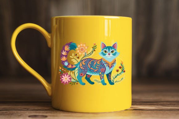 Floral Cat Vector Graphics for Crafters