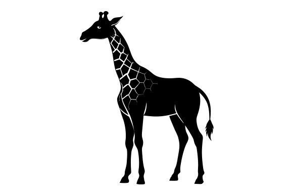 Graceful Giraffe Black Silhouette Graphics Freebies