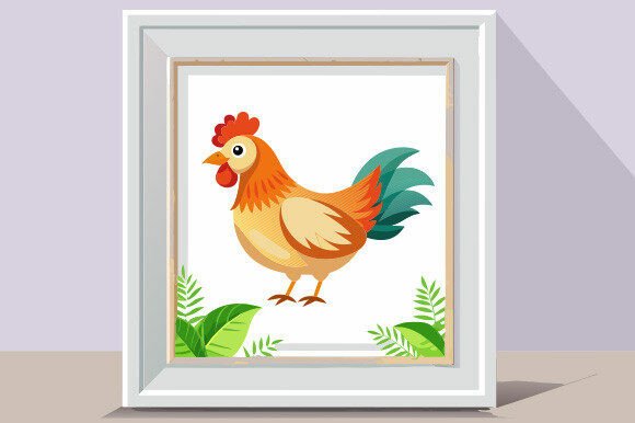 Hen-on-white-background Graphics for Print Templates