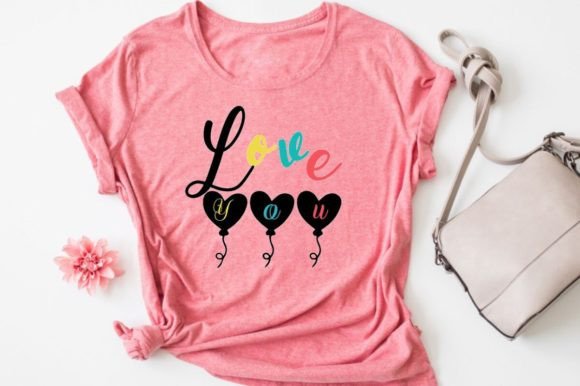 Love You T-Shirt Design Graphics for Print Templates