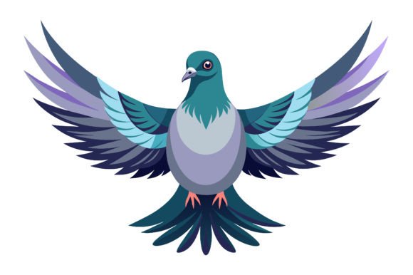 Pigeon with Wings Spread Vector Graphics for Print Templates