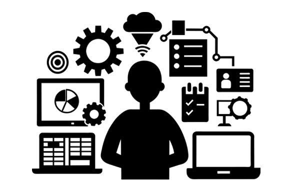 Simple IT Black Silhouette Graphics for Print Templates