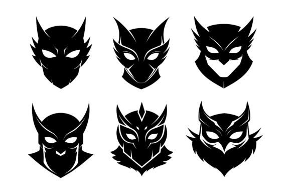 Simple Mask Black Silhouette Vector Set for Modern Web Design