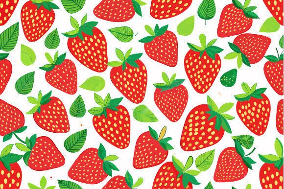 Strawberry Pattern Design Graphics for Print Templates