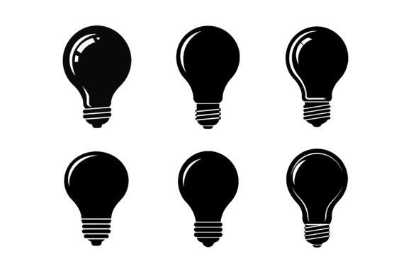 Stroke Bulb Black Silhouette Vector Graphics for Print Templates