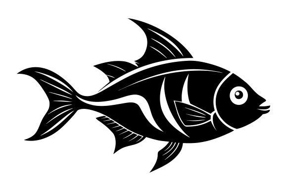 Tropical Fish Black Silhouette Graphics Freebies