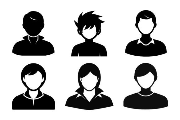 User Black Silhouette Vector Graphics for Print Templates
