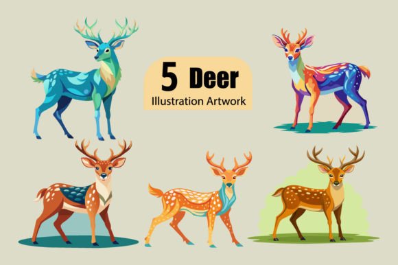 Water Color Deer Vector Graphics for Local Business Branding