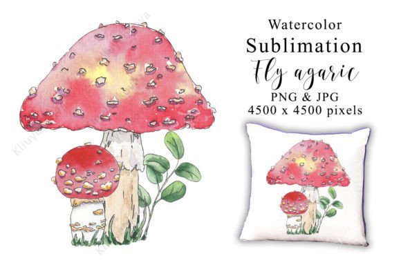 Watercolor Mushrooms Graphics for Print Templates